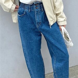 Oak + Fort paper bag denim jeans.